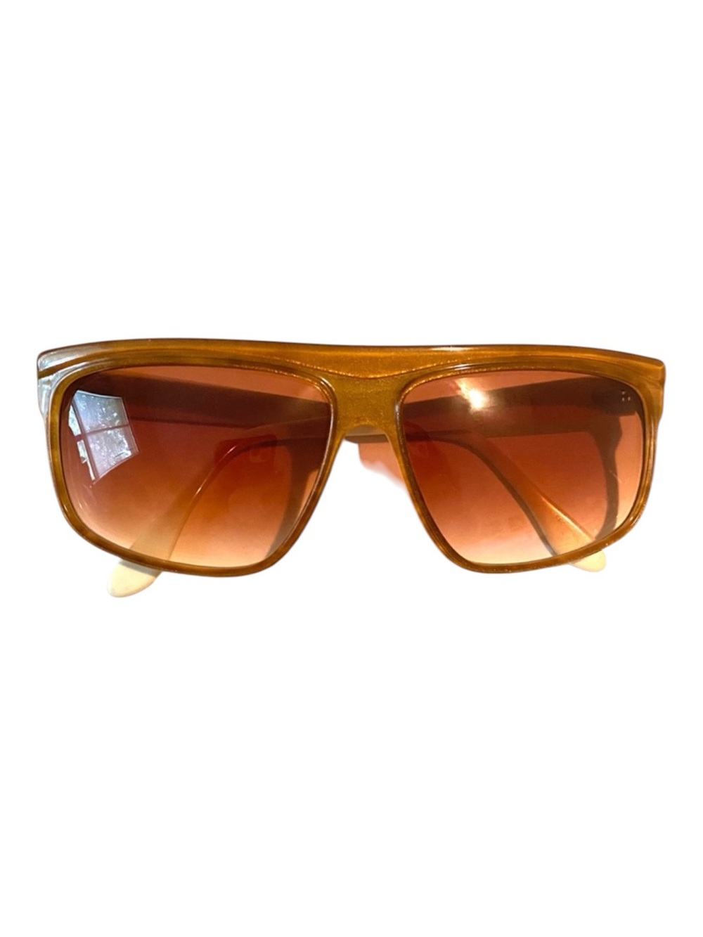 Vintage 1980’s Angular Shimmery Brown Oversized Sunglasses, Deadstock